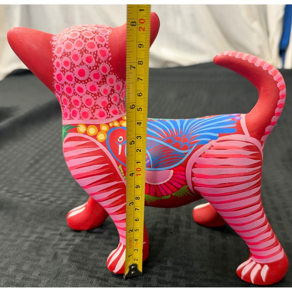 Mexican Folk Art Chihuahua Figurine Hand Painted Ceramic Talavera Style 8" Dog - Picture 7 of 8